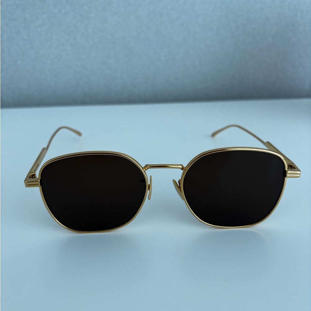 Bottega Veneta BV1014SK Gold Square Sunglasses – Brown Lens